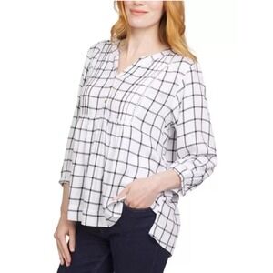 Wrangler Women's Plaid Blouse, Size XL - Viscose- Black & White - New With Tags